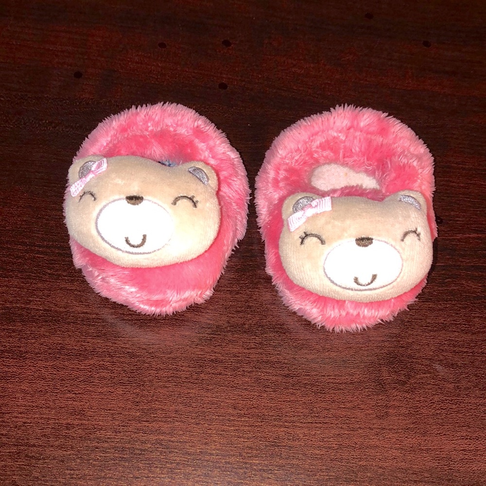 Gerber Newborn Baby Girl Bear Velboa Bootie Slippers